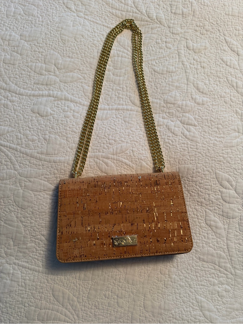 Lilly Pulitzer Cork Crossbody with Gold Chain